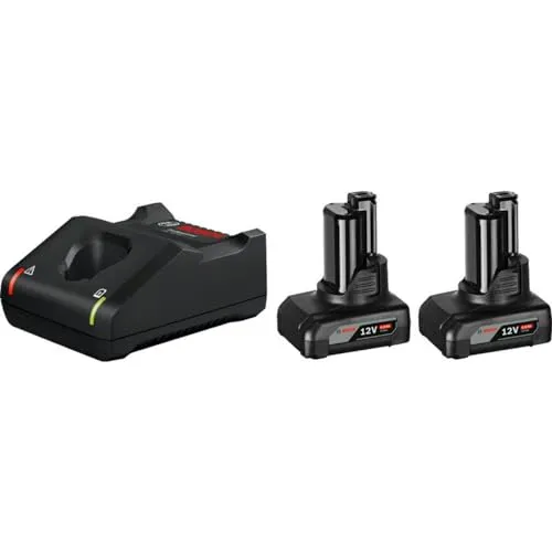 Bosch Professional 12V System Akku Starter-Set: 2x GBA 12V 6.0Ah Akku + Schnellladegerät GAL 12V-40