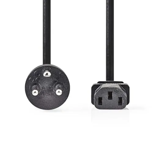 Nedis Câble d'alimentation - Fiche danoise - IEC-320-C13 - Droit - Droit - Nickelé - 2 m - Rond - PVC - Noir - Étiquette