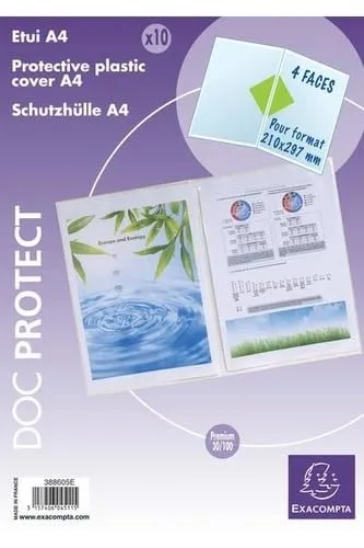 Sachet de 10 etuis de protection doubles pvc haute qualite 30x100e - a4