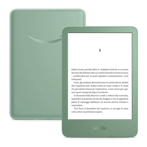 Amazon Kindle (Ultimo modello) - Il più leggero e compatto, con schermo antiriflesso, cambio pagina più rapido, illuminazione frontale regolabile - 16 GB - Senza pubblicità - Verde Matcha