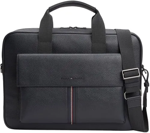 Tommy Hilfiger Herren Laptoptasche Central mit abnehmbarem Schultergurt, Blau (Space Blue), Einheitsgröße