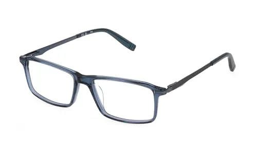 FILA Quadratisch Edelstahl Brillen in Glänzend Transp.blau für Herren, Brille mit Sehstärke, optional mit Sonnenbrillen tönung oder Blaulichtfilter (Modell VFI532)