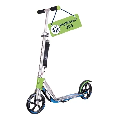 HUDORA 14750 BigWheel 205-Das Original mit RX Pro Technologie-Tret-Roller klappbar-City-Scooter, grün/blau