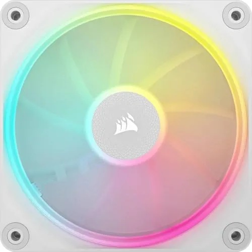 CORSAIR iCUE LINK LX120 RGB 120 mm PWM Ventole Confezione Tripla – Doppio Anello Luminoso – Include iCUE LINK System Hub – Tecnologia CORSAIR AirGuide – Bianco