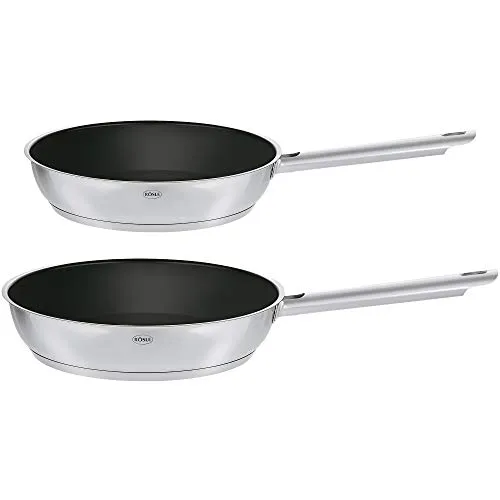 RÖSLE ELEGANCE Bratpfannen-Set 2-tlg., Hochwertige Universalpfannen mit robuster Antihaftversieglung ProCera, 20 cm und 28 cm, Edelstahl 18/10, induktionsgeeignet