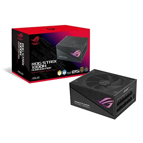 ASUS ROG Strix 1000W Gold Aura Edition RGB Netzteil (1000 Watt, Aura Sync RGB Belechtung, 80+ Gold Zertifizierung, Axial-Tech Lüfter, ATX 3.0 Kompatibel, PCIe 5.0 Ready)