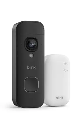 Blink Sonnette vidéo 2K+ sans fil (nouvelle génération) | Plan moyen | Audio amélioré | IP65 | Piles longue durée | Configuration facile | Module de synchronisation de base inclus - Système (Noir)
