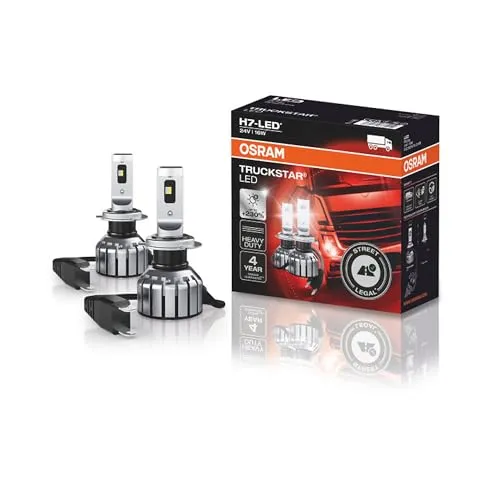 OSRAM TRUCKSTAR LED H7, Fern- und Abblendlicht für LKW, mit Straßenzulassung, 24V, bis zu 230% mehr Helligkeit