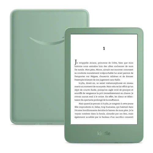 Amazon Kindle (Nouvelle génération) - Le plus léger et compact, avec écran antireflets, changements de page plus rapides et éclairage avant réglable - 16 Go - Avec publicités - Vert matcha