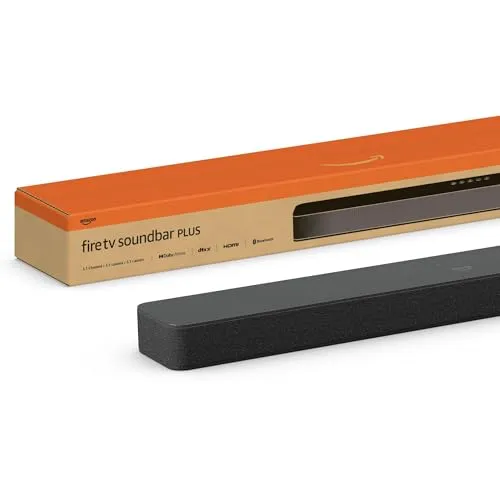 Amazon Fire TV-Soundbar Plus | 3.1-Kanal-Sound, All-in-one-Design, Dolby Atmos, DTS:X, auch ideal für Dialoge geeignet