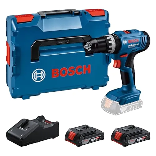 BOSCH Professional 18V System perceuse-visseuse sans-fil GSB 18V-25 (Ø vis max. 10 mm, avec 2 batteries GBA 2,0 Ah, GAL 18V-40, L-BOXX) Battery Powered
