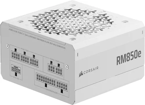 CORSAIR RM850e (2025) Alimentatore ATX Completamente Modulare a Basso Rumore con Cavo 12V-2x6 – Compatibile con ATX 3.1 e PCIe 5.1, Efficienza Cybenetics Gold, Condensatori a 105°C – Bianco