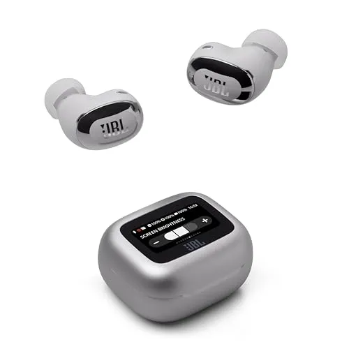 JBL Live Buds 3, Wireless Earbud-Kopfhörer mit Bluetooth, 40 Stunden Akkulaufzeit, True Adaptive Noise Cancelling und hochauflösendem JBL Signature Sound, IP55 wasserfest, Silber