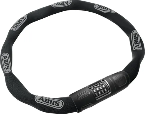 ABUS Kettenschloss 8808C - stabiles Zahlenschloss aus speziell gehärtetem Stahl - gut lesbare Zahlen mit Verdeck - ABUS-Sicherheitslevel 9-110 cm - Schwarz
