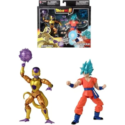BANDAI - Dragon Ball Super - Figura Dragon Stars 17 cm - Battle Pack - Golden Freezer vs Super Saiyan Blue Goku - 37169
