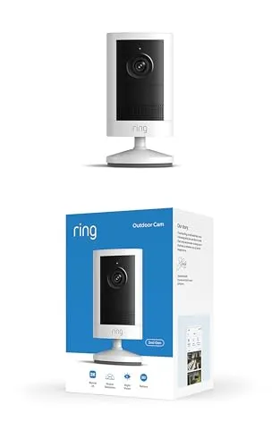 Ring Outdoor Camera 2K, Sur batterie (nouvelle génération), À installer soi-même, Vidéo Retinal 2K grand-angle, Zoom jusqu'à 6x et vision nocturne améliorée, Blanc
