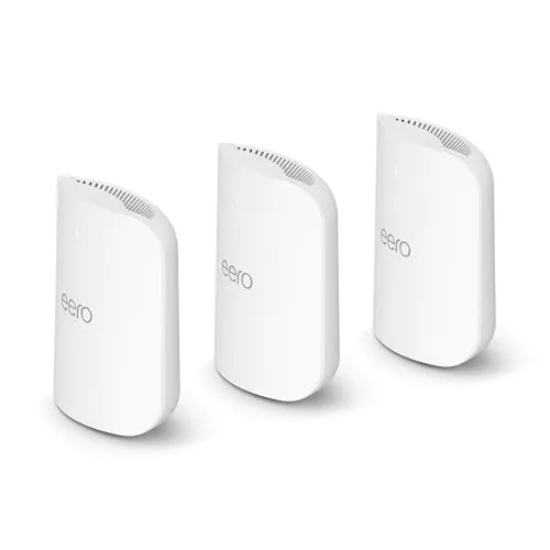 Router Wi-Fi 7 mesh tri-band Amazon eero Pro 7 (modello più recente) - Supporta connessioni Internet fino a 5 Gbps, copertura fino a 560 m², confezione da 3