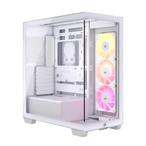 CORSAIR 3500X ARGB Mid-Tower ATX Case per PC - Vetro Panoramico Temperato - Compatibile con Scheda Madre a Connessione Inversa - 3x Ventole CORSAIR RS120 ARGB Incluse - Bianco