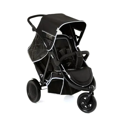 hauck Poussette Double Freerider à 3 Roues - Tandem 2 Enfants - Hauteur Réglable, Pliable, Habillage Pluie Inclus, Siège Bas Amovible - Noir
