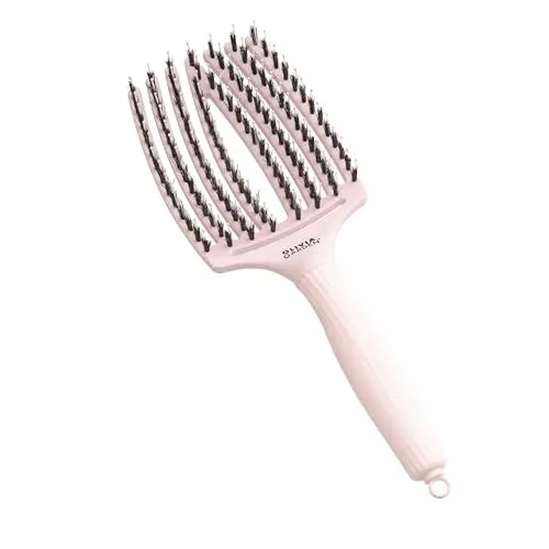 Olivia Garden Fingerbrush Sanglier & Nylon Brosse Démêlante, Pastel Pink, L