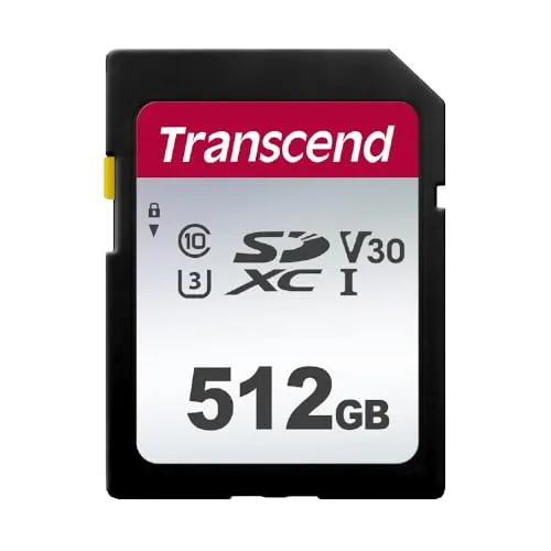 Transcend 512Go SDC300S Carte mémoire SDXC UHS-I, 100 Mo/s, U3, V30, C10