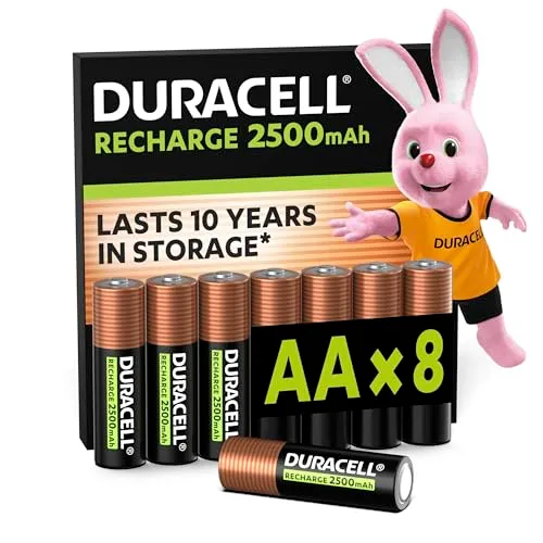DURACELL AA Wiederaufladbare Batterie (8 Stück) 1.2V, 2500 mAh NiMH