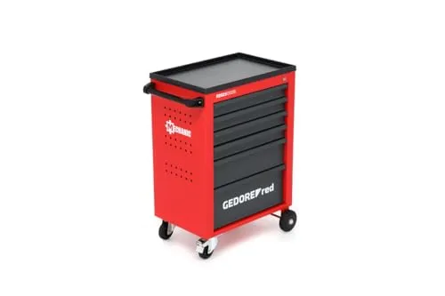 GEDORE red Werkstattwagen MECHANIC, Werkzeugwagen mit 6 Schubladen, Rollwagen aus Stahlblech, leer, abschließbar R20150006