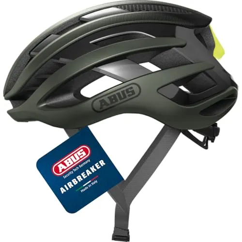 ABUS Rennradhelm AirBreaker - High-End Fahrradhelm für den professionellen Radsport - für Jugendliche und Erwachsene - Helm für Damen und Herren - grün (Olive Green), Größe S