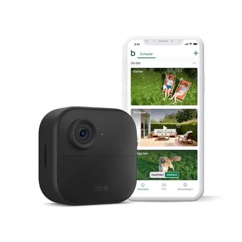 Blink-Kamera Outdoor 4 | Kabellose intelligente HD-Sicherheitskamera, zwei Jahre Batterielaufzeit, fortschrittliche Bewegungserfassung, funktioniert mit Alexa | Nur Zusatzkamera | IP65
