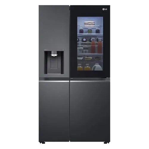 LG GSXV90MCDE Side-by-Side Kühlschrank mit Gefrierfach (628 L, Energieklasse D) mit InstaView, Door-in-Door, Craft Ice, Eis- und Wasserspender, Total No Frost, Schwarz