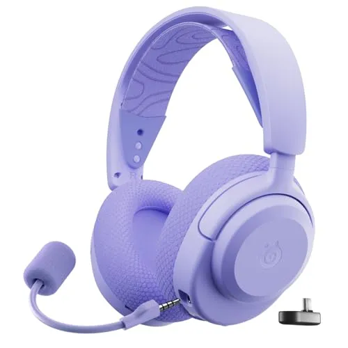 SteelSeries Arctis Nova 3P Wireless - PS5 Headset & PC Gaming Headset – App-Steuerung – 40 Std. Akku – Neodym-Magnet-Treiber – 2,4 GHz/Bluetooth – Abnehmbares Mikrofon – Für PS5, PC, Switch - Lavendel