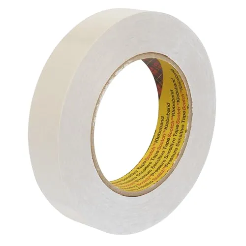 3M doppelseitiges Klebeband mit Papiervlies-Träger, 9040, 50 mm x 50 m, 0,1 mm, Cremefarben (16-er Pack)