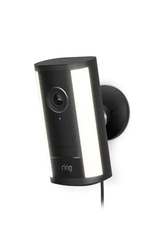 Ring Spotlight Kamera Pro (Spotlight Cam Pro, neueste Generation) mit Netzteil, Außenkamera, Retinal 4K, optimierter 10x-Zoom, 600 Lumen Spotlights, 30 Tage Gratiszeitraum für Ring Abonnement
