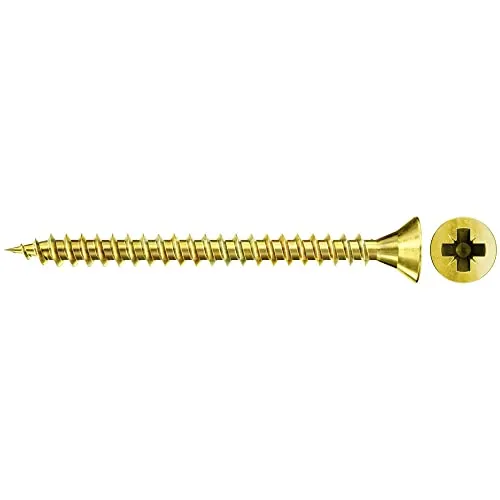 fischer Tornillo de aglomerado 3,5 x 25 cabeza avellanada amarillo galvanizado rosca completa Phillips PZ