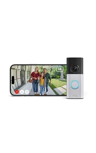Ring Videotimbre cableado Plus (Wired Video Doorbell Plus, última generación), Videotimbre con cámara, Retinal 2K, Amplio campo de visión, Prueba gratuita de 30 días del plan de suscripción Ring