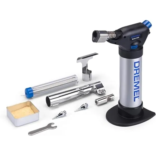 Dremel 2200 VersaFlame Multifunktionaler Butangas-Brenner - Butangas-Lötlampe, Gasbrenner und Löt-Set (mit 5 Zubehören zum Löten, Schrumpfen, Schweißen, Flambieren)