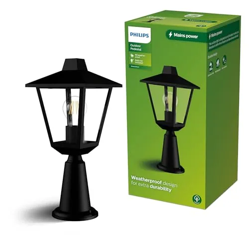 Philips Kinno, Lampada a Piedistallo per Esterni, Max 25W, attacco E27, Nera