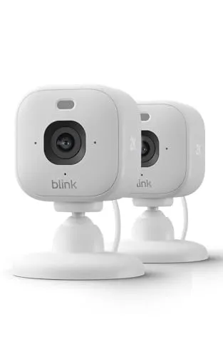 Caméra Mini 2K+ Blink (nouvelle génération) | Caméra de surveillance à domicile sur secteur avec résolution vidéo 2K, zoom 4x, vision nocturne couleur | Fonctionne avec Alexa | 2 caméras – Blanc