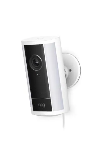 Ring Spotlight Kamera Pro (Spotlight Cam Pro, neueste Generation) mit Netzteil, Außenkamera, Retinal 4K, optimierter 10x-Zoom, 600 Lumen Spotlights, 30 Tage Gratiszeitraum für Ring Abonnement