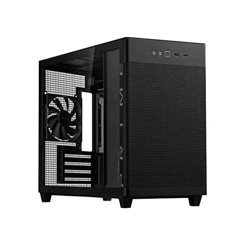 ASUS PRIME AP201 CASE TG, Case Micro-ATX Nero, Pannelli Vetro Temperato
