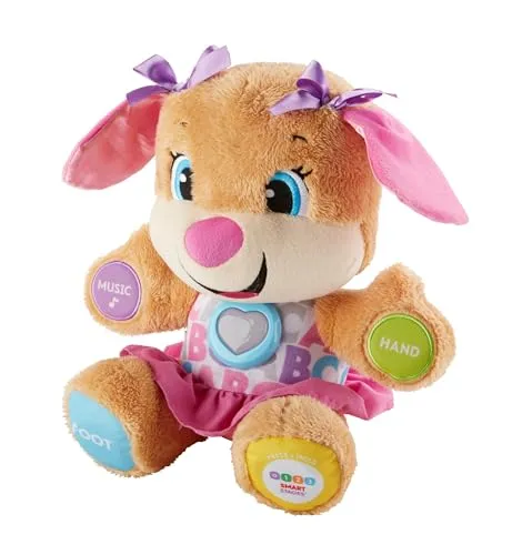 Fisher-Price la sœur de Puppy Eveil Progressif jouet bébé, peluche interactive, plus de 50 chansons et 3 niveaux 6 mois et plus, Version: Allemande, FPP53