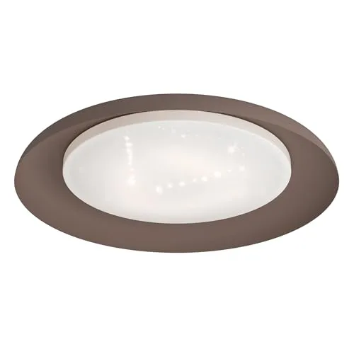 Eglo Luminaire plafonnier Penjamo, lustre effet cristal en métal moka et