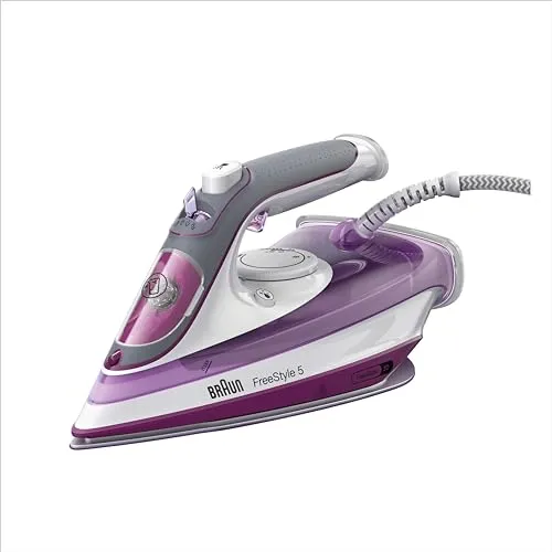 Braun Hogar Braun TexStyle 5 SI 5037 Vi-Plancha Suela FreeGlide 3D, Vertical, 2700 W, Golpe de Vapor 200 g/min, depósito de Agua de 300 ml, Color Violeta, 50 W, 5.3 tons