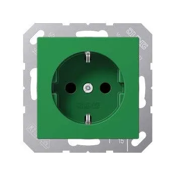 Jung 1520 BFKI GN - Enchufe Schuko (16 A, 250 V, irrompible, con protección táctil, serie A), color verde
