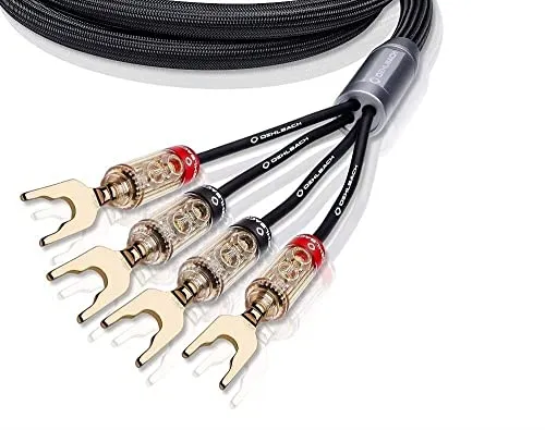 Oehlbach XXL Fusion Four 400 - High-End Bi-Wiring Lautsprecherkabel Set mit Kabelschuh-Verbinder - Made in Germany - 2 x 4m - schwarz