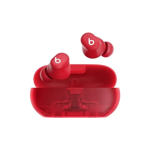 Beats Solo Buds – kabellose Bluetooth In-Ear Kopfhörer | 18 Stunden Akkulaufzeit | Apple & Android-Kompatibilität | Eingebautes Mikrofon - Transparent-Rot