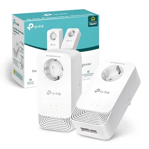 TP-Link PG2400P KIT Powerline Passante G.hn2400, G.hn Wave2 MIMO, 2+2 Porte Gigabit Ethernet, Presa Di Alimentazione Extra, Modalità Di Risparmio Energetico, Plug & Play