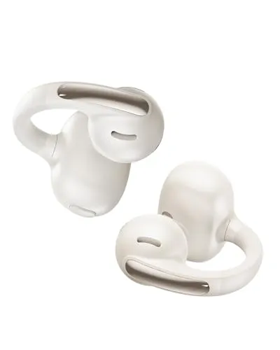 Baseus Bowie MC1 Open Ear Kopfhörer, Ohrclip mit Beeindruckender Klang, Adaptiver Bassverstärkung, Bluetooth 5,4, Geräuschunterdrückung bei Anrufen, IP57, 40H Akk, 5,2g Buds - Starlight weiß