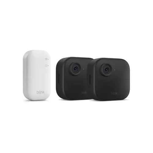 Blink-Kamera Outdoor 4 | Kabellose intelligente HD-Sicherheitskamera, zwei Jahre Batterielaufzeit, funktioniert mit Alexa | 2-Kamera-System mit enthaltenem Sync Module Core | IP65