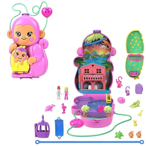 Polly Pocket 2-in-1 Mamma Scimmia e Scimmietta Cofanetto Indossabile